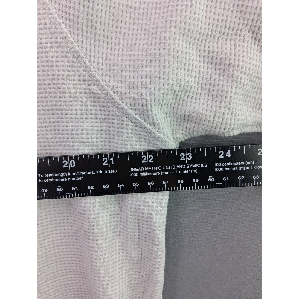Bass Outdoor Henley Shirt Waffle Knit Thermal Large Grey Sleeve Pocket Hiking L - Picture 7 of 8